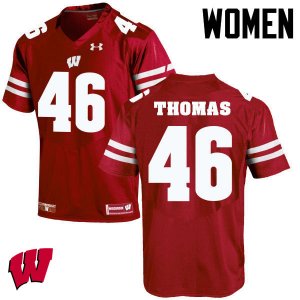 Women's Wisconsin Badgers NCAA #45 Nick Thomas Red Authentic Under Armour Stitched College Football Jersey CM31M77CO